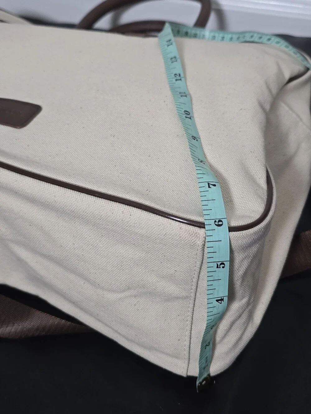 John Varvatos Canvas Crossbody Messenger Travel Bag Cream Mens